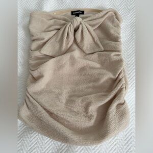 Gold metallic strapless top